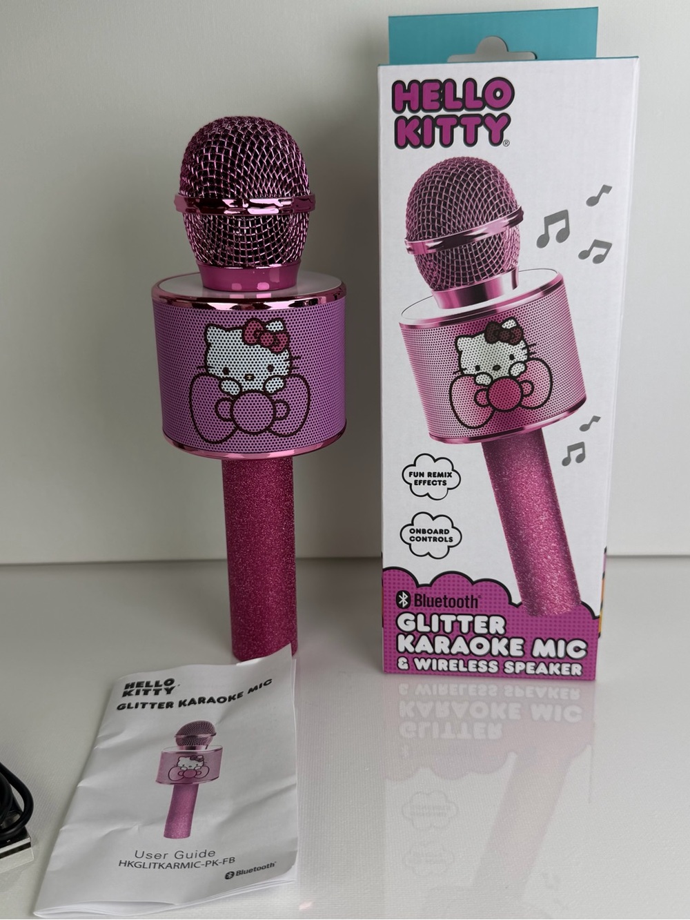 🔥🎤Hello Kitty Pink Glitter Bluetooth Karaoke Mic & Portable Speaker